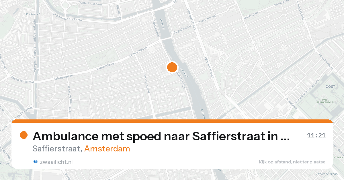 Ambulance met spoed naar Saffierstraat in Amsterdam — 20 aug 2026