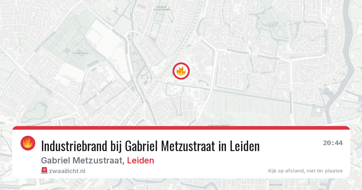 Industriebrand bij Gabriel Metzustraat in Leiden — 10 mei 2026
