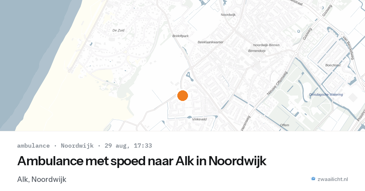 Ambulance met spoed naar Alk in Noordwijk — 29 aug 2026