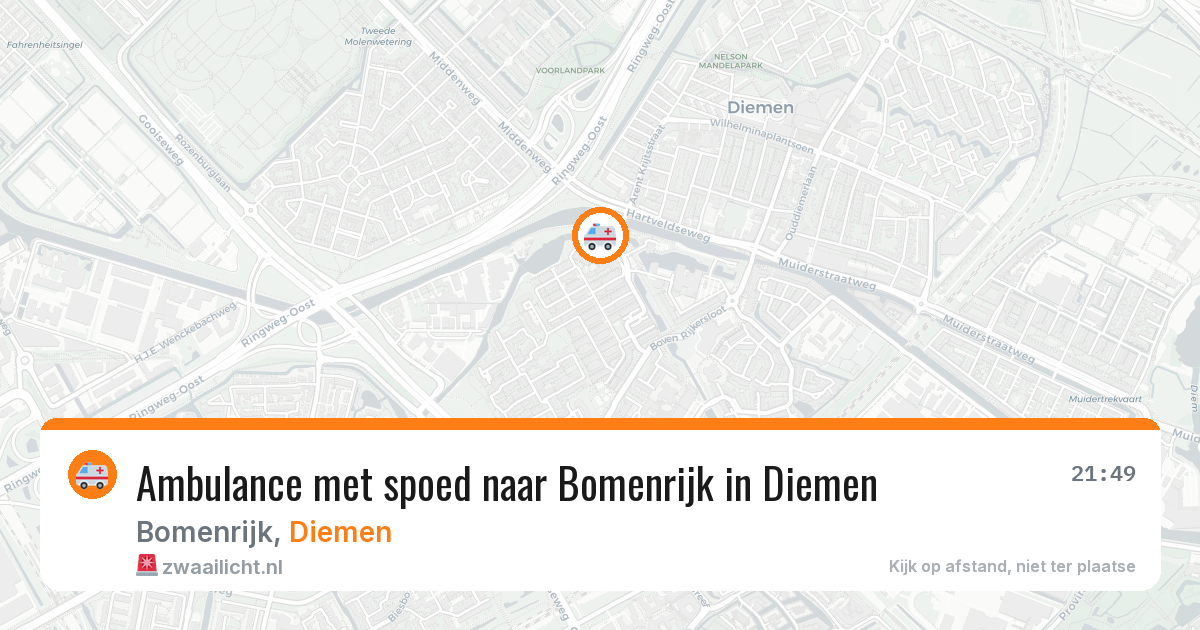 Ambulance met spoed naar Bomenrijk in Diemen — 22 apr 2026