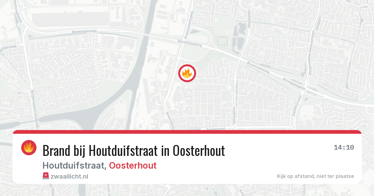 Brand bij Houtduifstraat in Oosterhout — 6 aug 2026