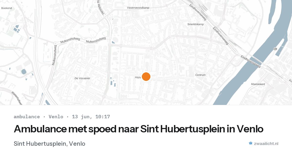 Ambulance met spoed naar Sint Hubertusplein in Venlo — 13 jun 2026