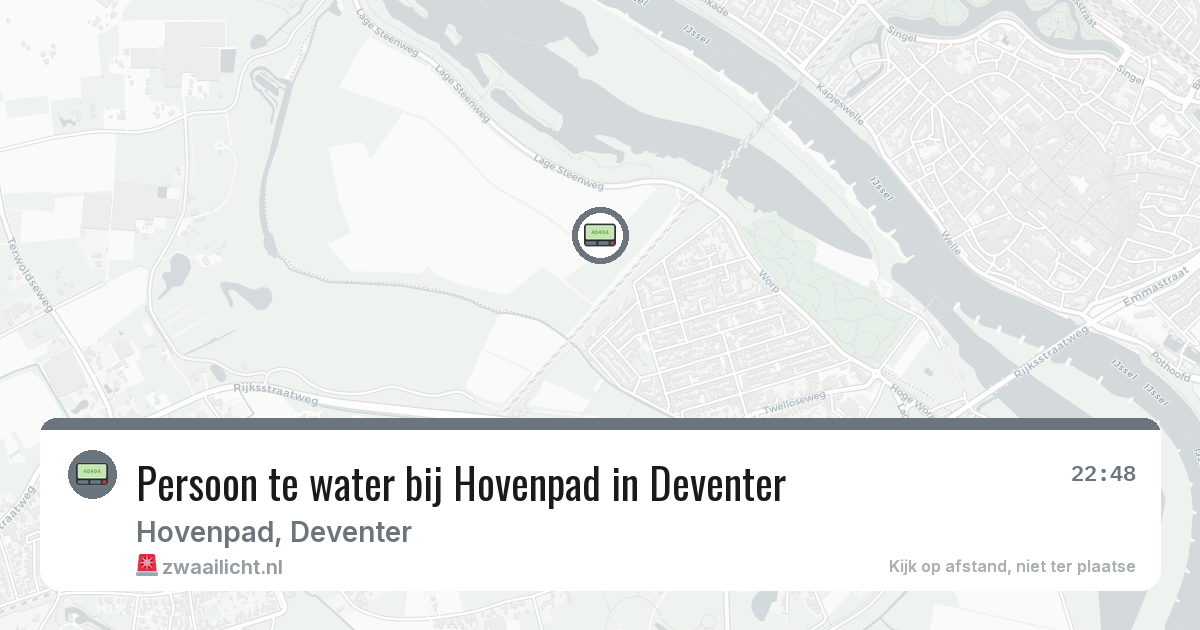 Persoon te water bij Hovenpad in Deventer — 22 jun 2026