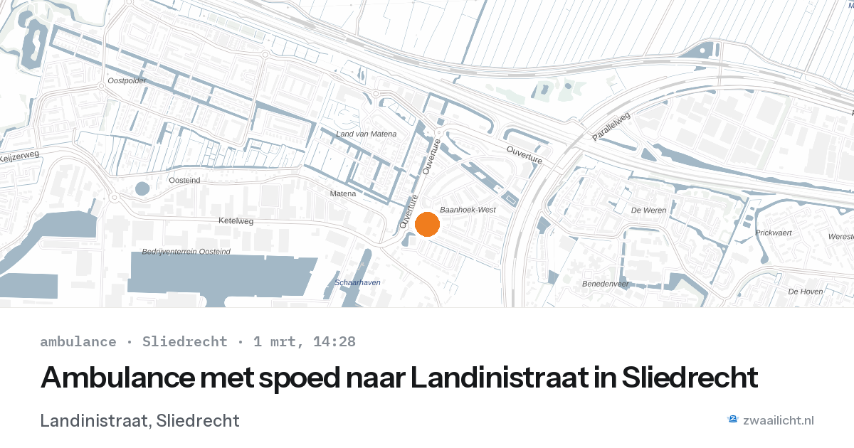Ambulance met spoed naar Landinistraat in Sliedrecht — 1 mrt 2026
