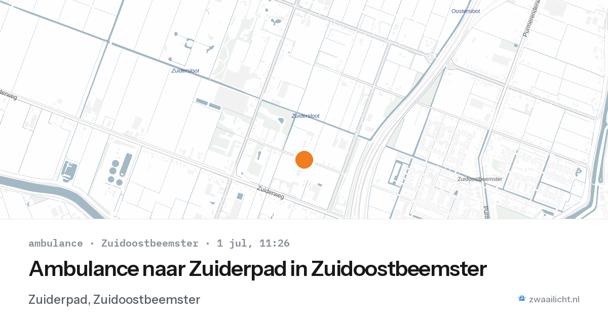 Ambulance naar Zuiderpad in Zuidoostbeemster — 1 jul 2026