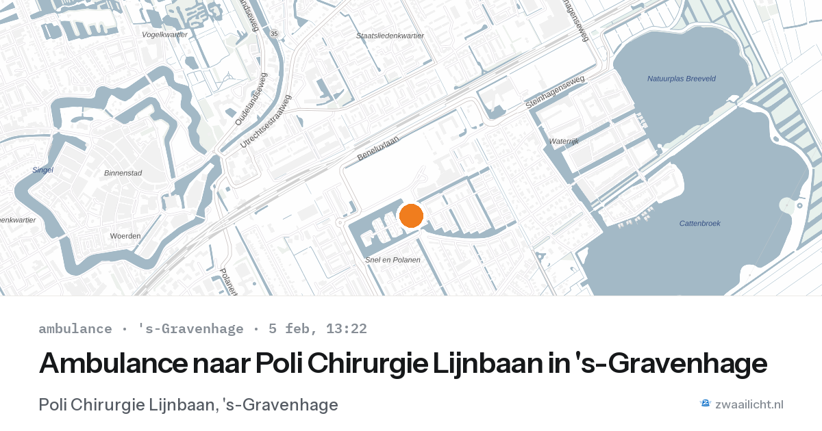 Ambulance naar Poli Chirurgie Lijnbaan in 's-Gravenhage — 5 feb 2026