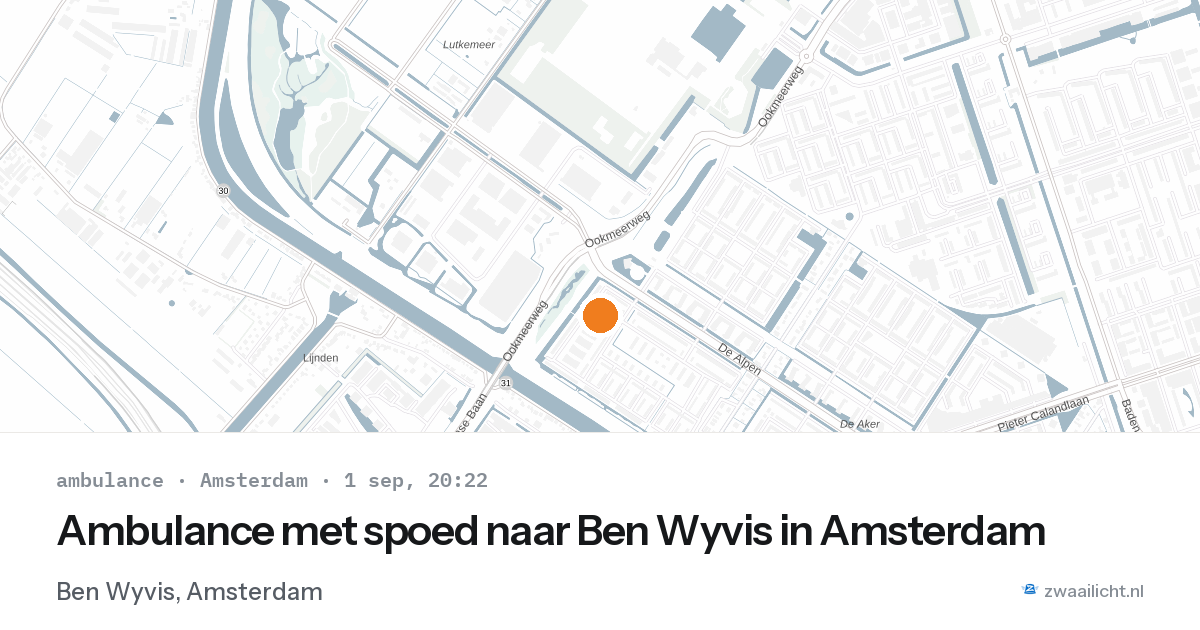Ambulance met spoed naar Ben Wyvis in Amsterdam — 1 sep 2026