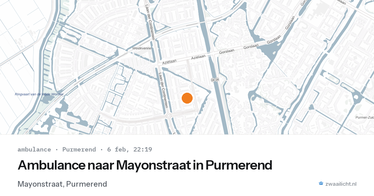 Ambulance naar Mayonstraat in Purmerend — 6 feb 2026