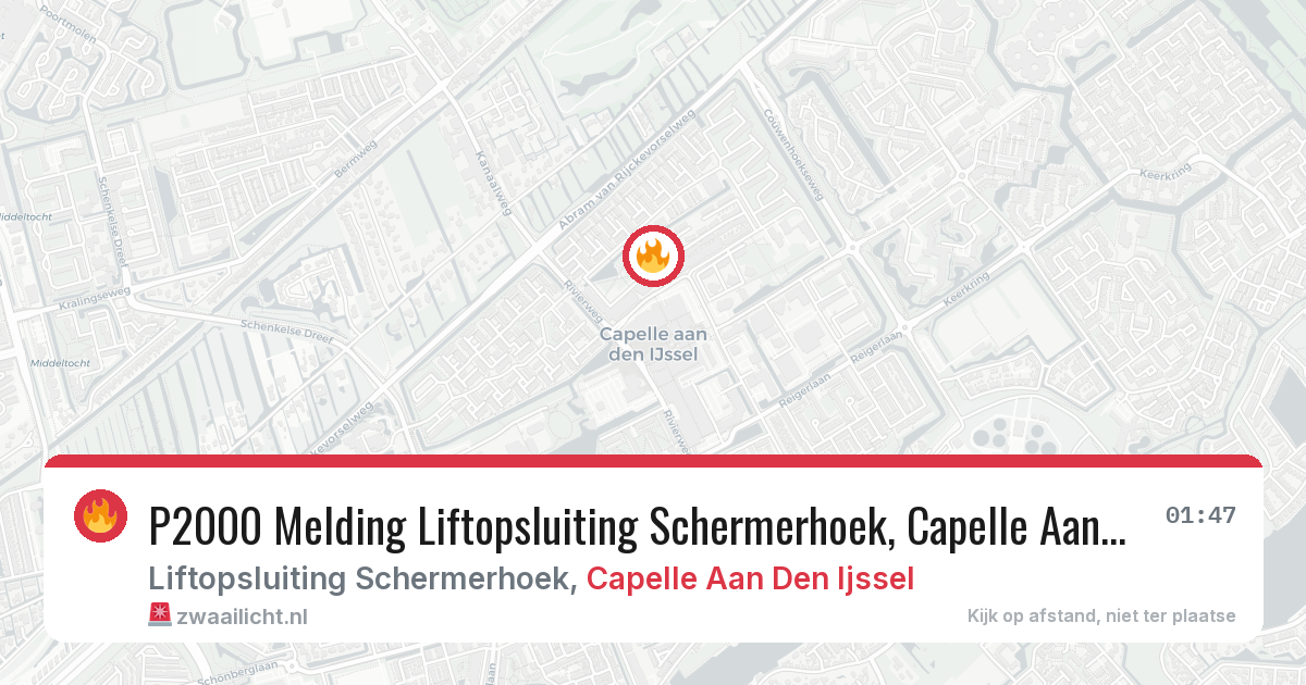 P2000 Melding Liftopsluiting Schermerhoek, Capelle Aan Den Ijssel — 30 jan 2026