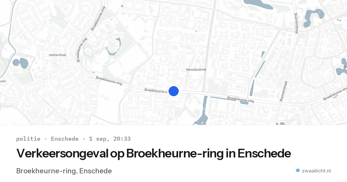 Verkeersongeval op Broekheurne-ring in Enschede — 1 sep 2026