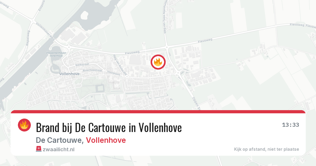 Brand bij De Cartouwe in Vollenhove — 14 jun 2026