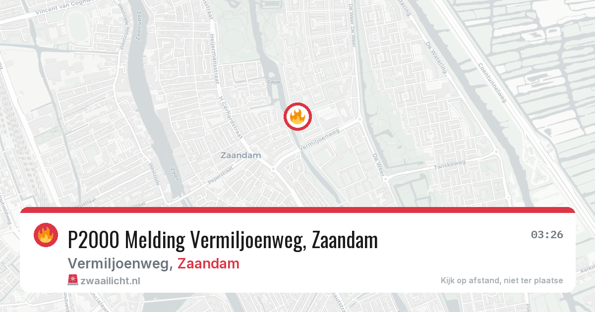 P2000 Melding Vermiljoenweg, Zaandam — 10 mei 2026