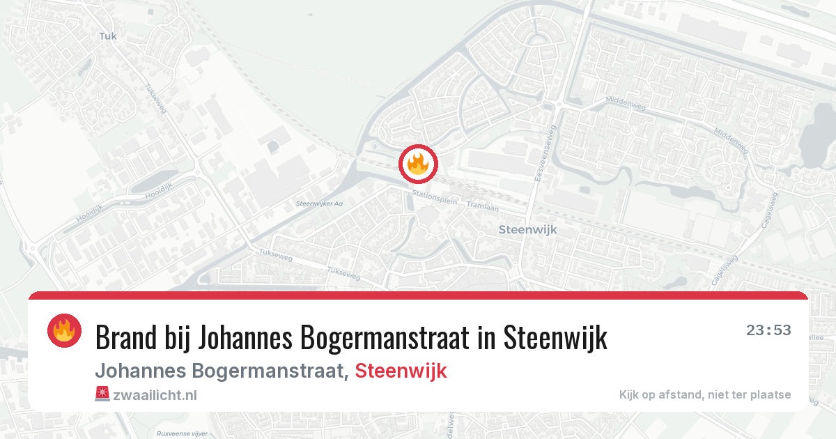 Brand bij Johannes Bogermanstraat in Steenwijk — 13 jun 2026