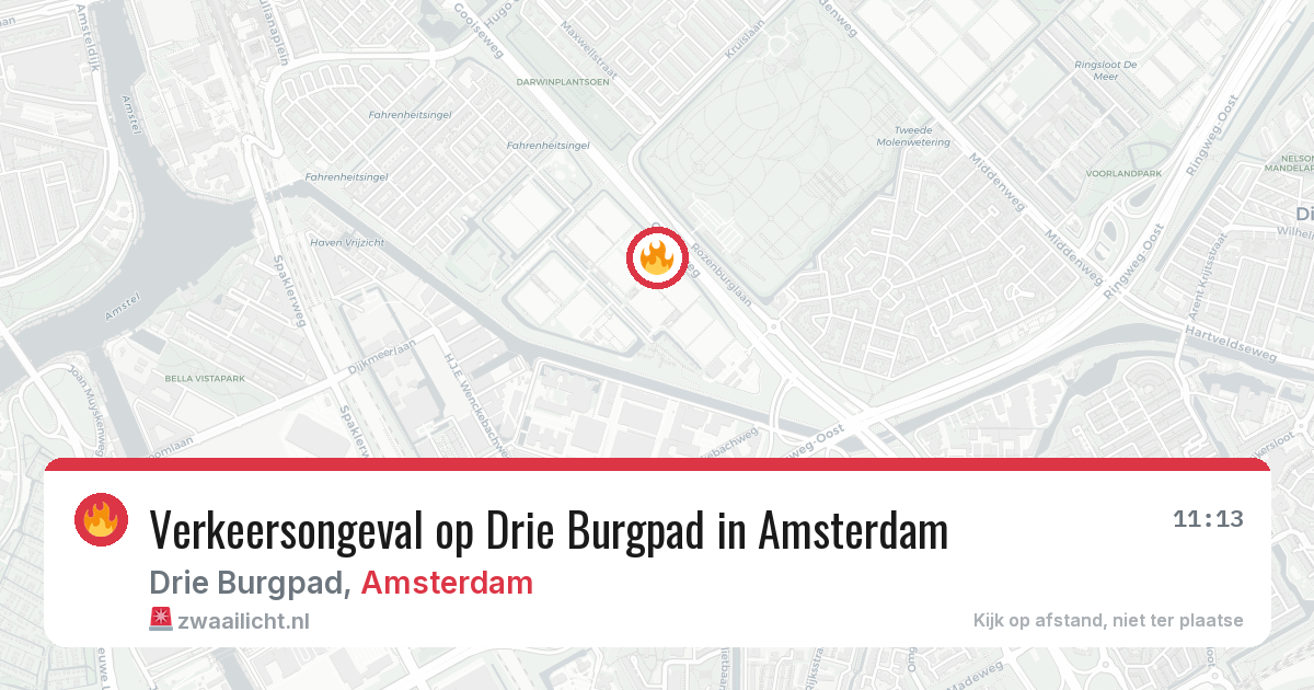 Verkeersongeval op Drie Burgpad in Amsterdam — 14 aug 2026