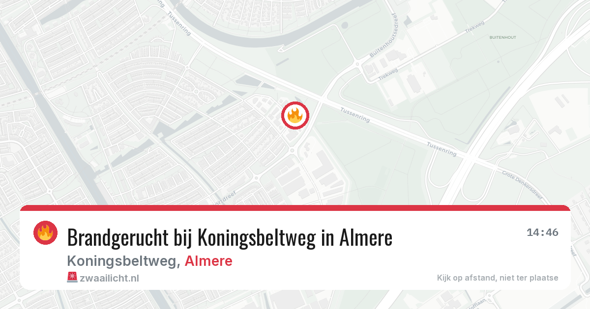 Brandgerucht bij Koningsbeltweg in Almere — 11 mei 2026
