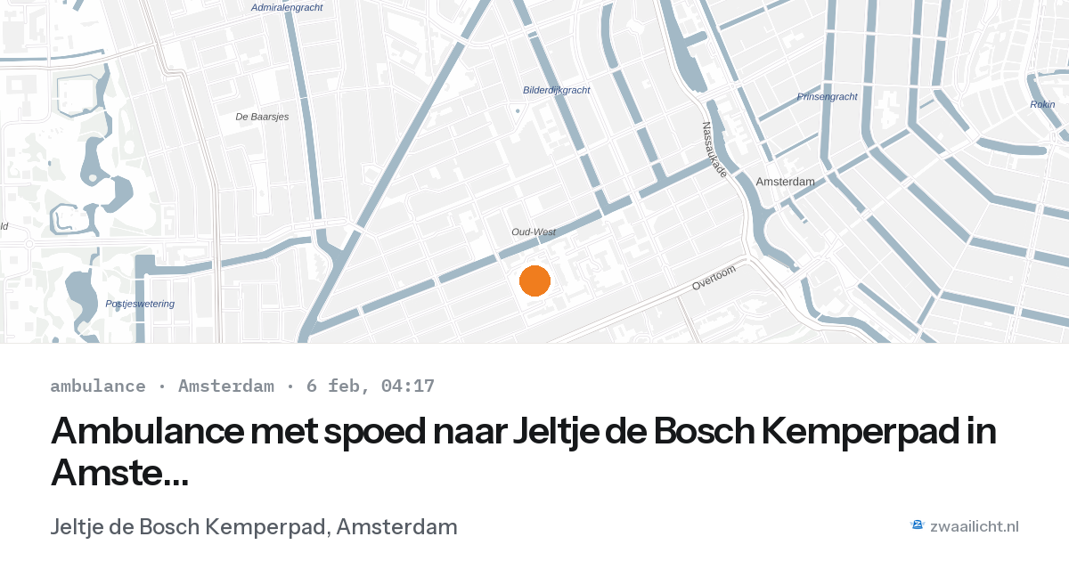 Ambulance met spoed naar Jeltje de Bosch Kemperpad in Amsterdam — 6 feb 2026