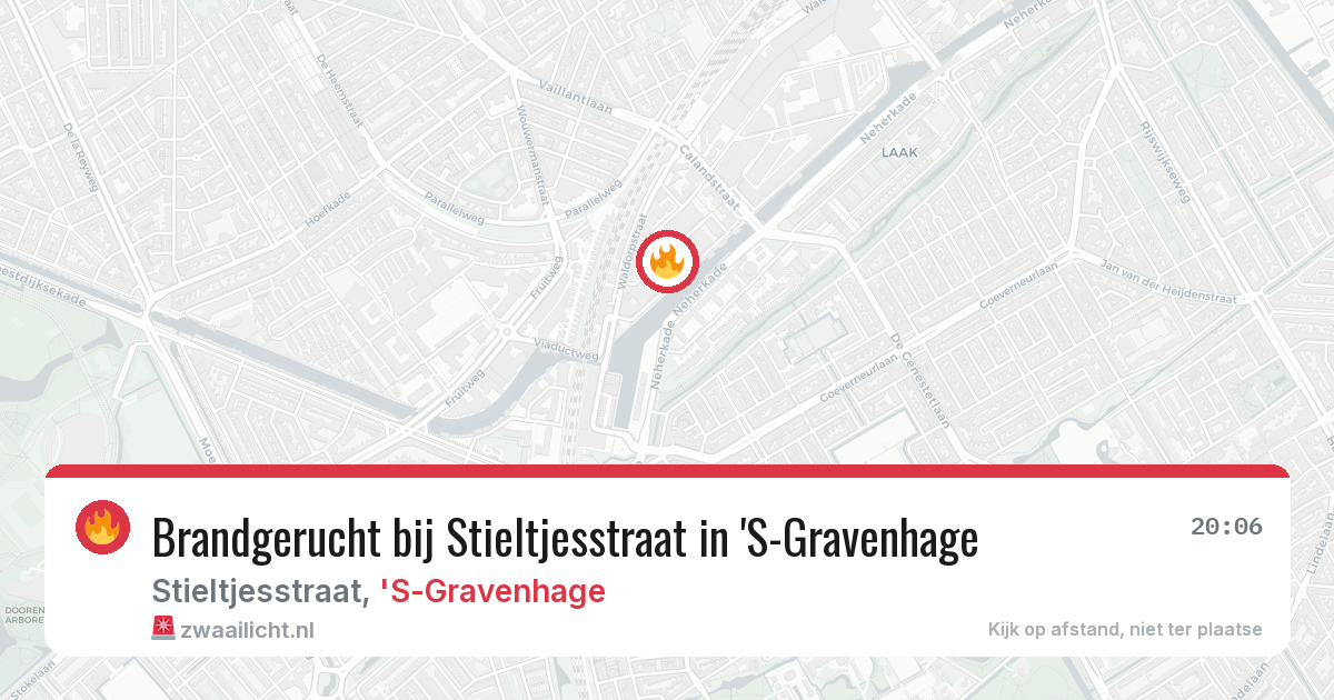 Brandgerucht bij Stieltjesstraat in 'S-Gravenhage — 11 jul 2026