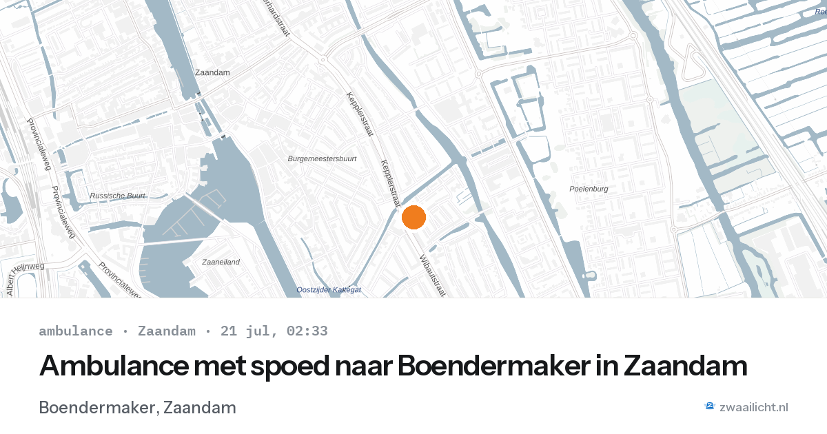 Ambulance met spoed naar Boendermaker in Zaandam — 21 jul 2026
