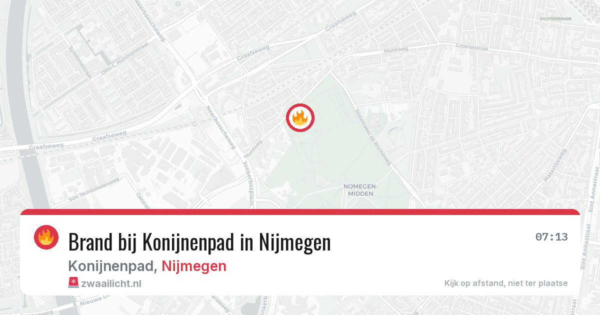 Brand bij Konijnenpad in Nijmegen — 2 aug 2026