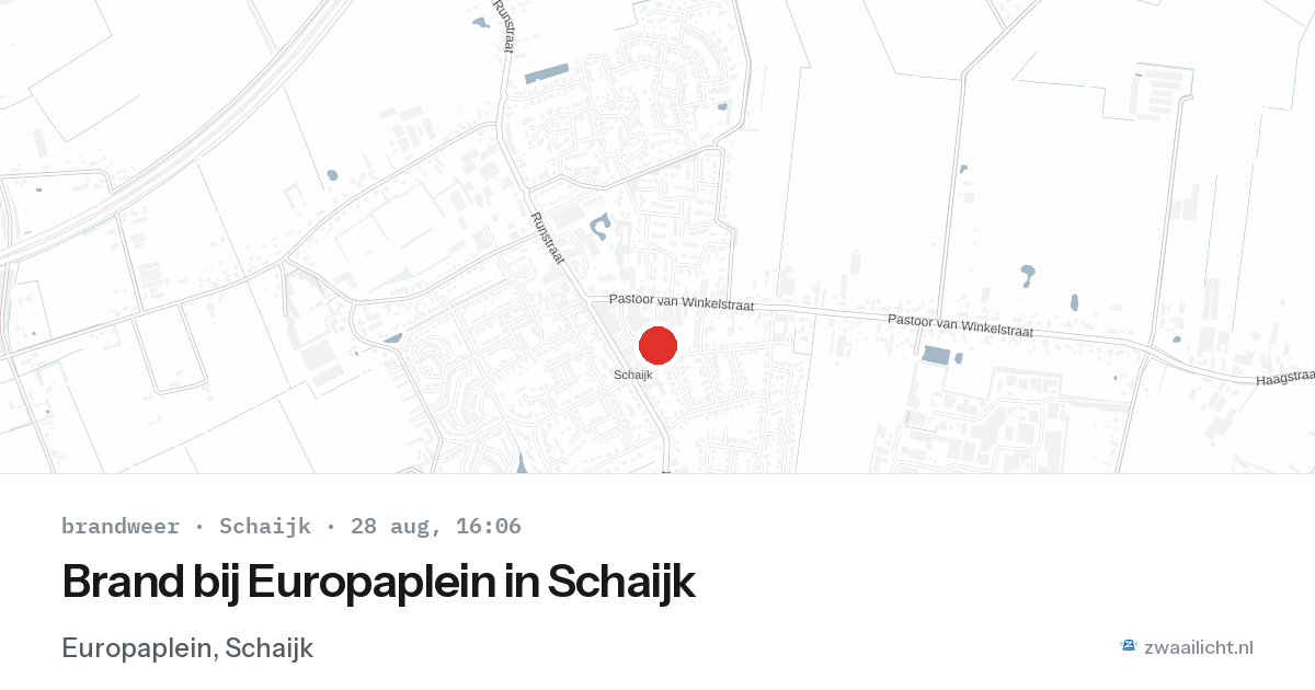 Brand bij Europaplein in Schaijk — 28 aug 2026