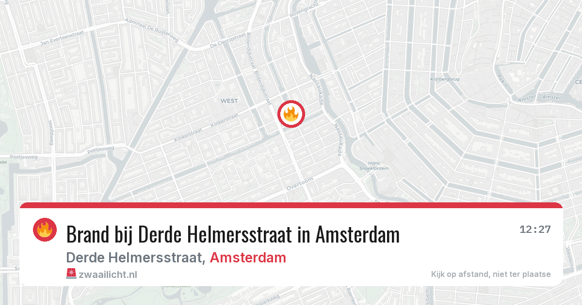 Brand bij Derde Helmersstraat in Amsterdam — 20 mrt 2026