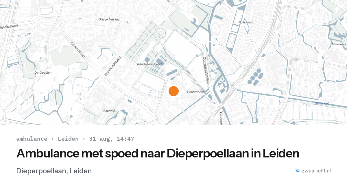 Ambulance met spoed naar Dieperpoellaan in Leiden — 31 aug 2026
