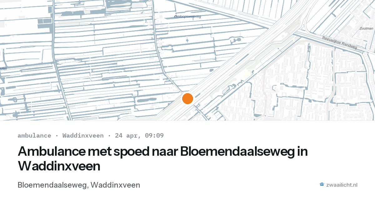 Ambulance met spoed naar Bloemendaalseweg in Waddinxveen — 24 apr 2026