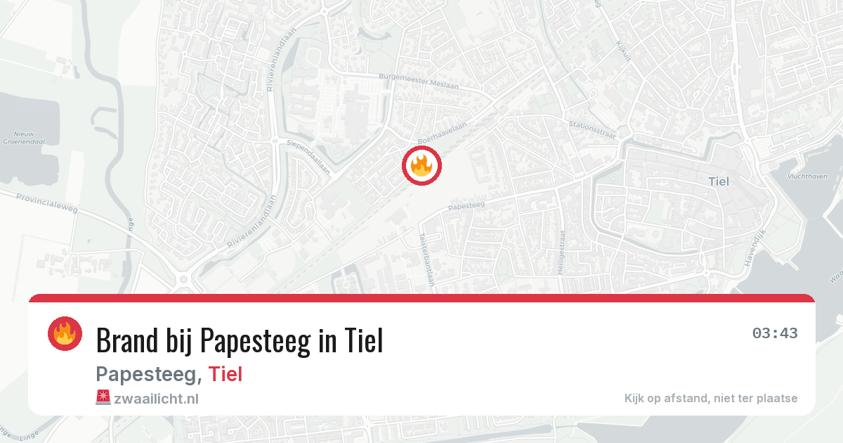 Brand bij Papesteeg in Tiel — 16 jul 2026
