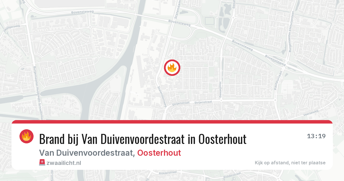 Brand bij Van Duivenvoordestraat in Oosterhout — 24 jun 2026