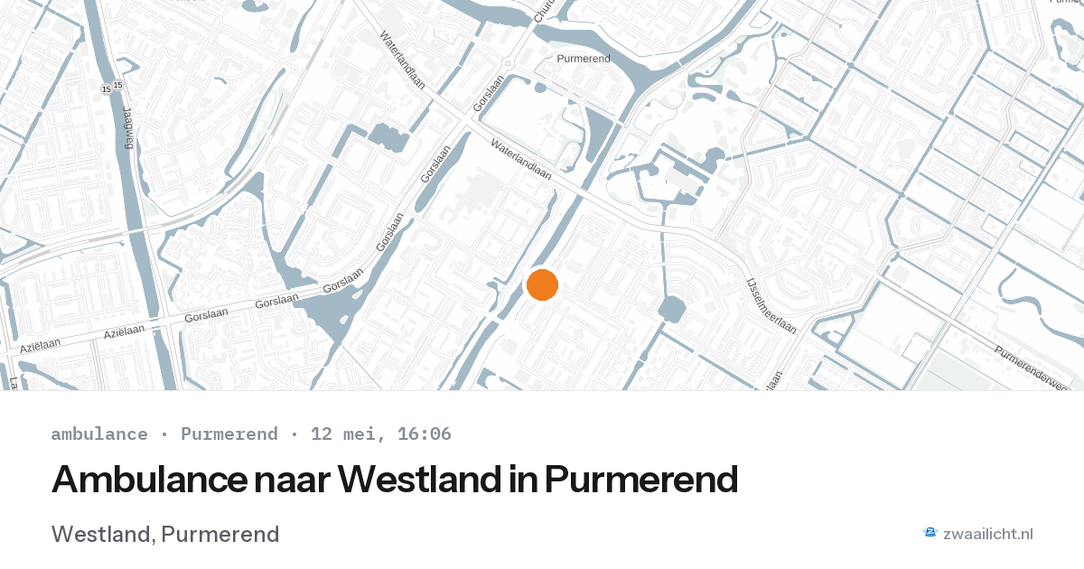 Ambulance naar Westland in Purmerend — 12 mei 2026