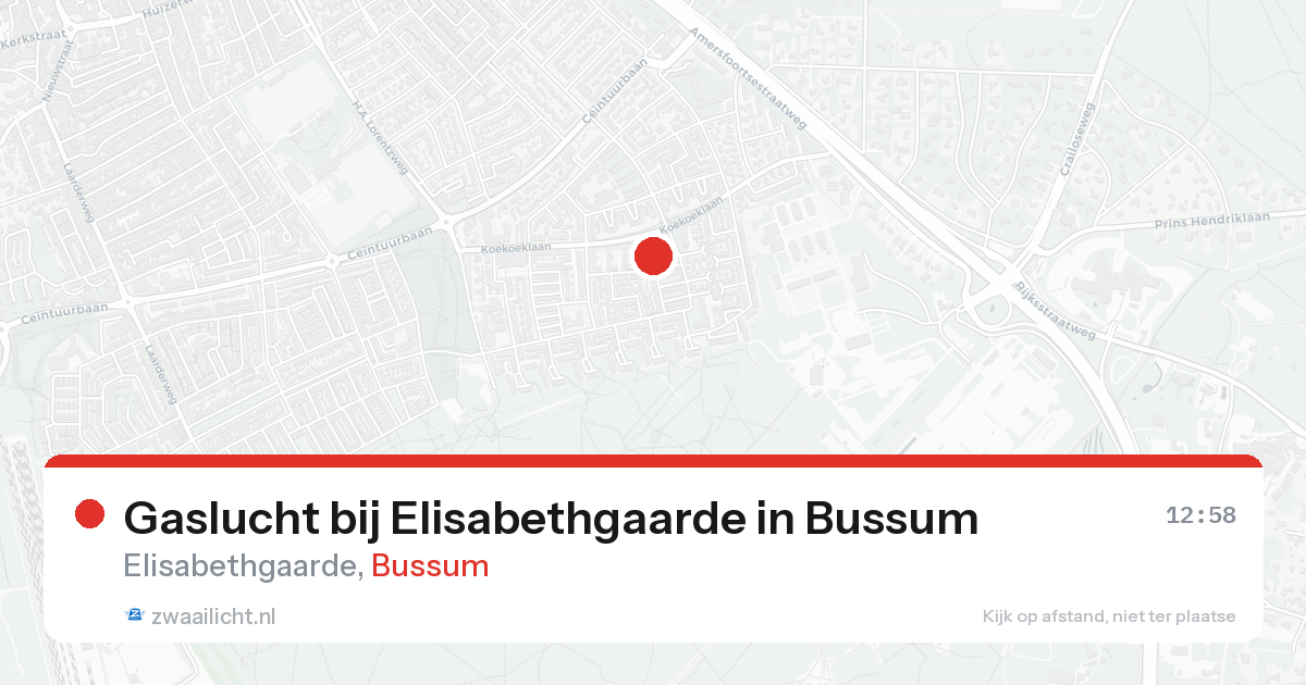 Gaslucht bij Elisabethgaarde in Bussum — 22 aug 2026