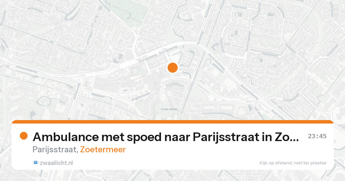 Ambulance met spoed naar Parijsstraat in Zoetermeer — 17 aug 2026