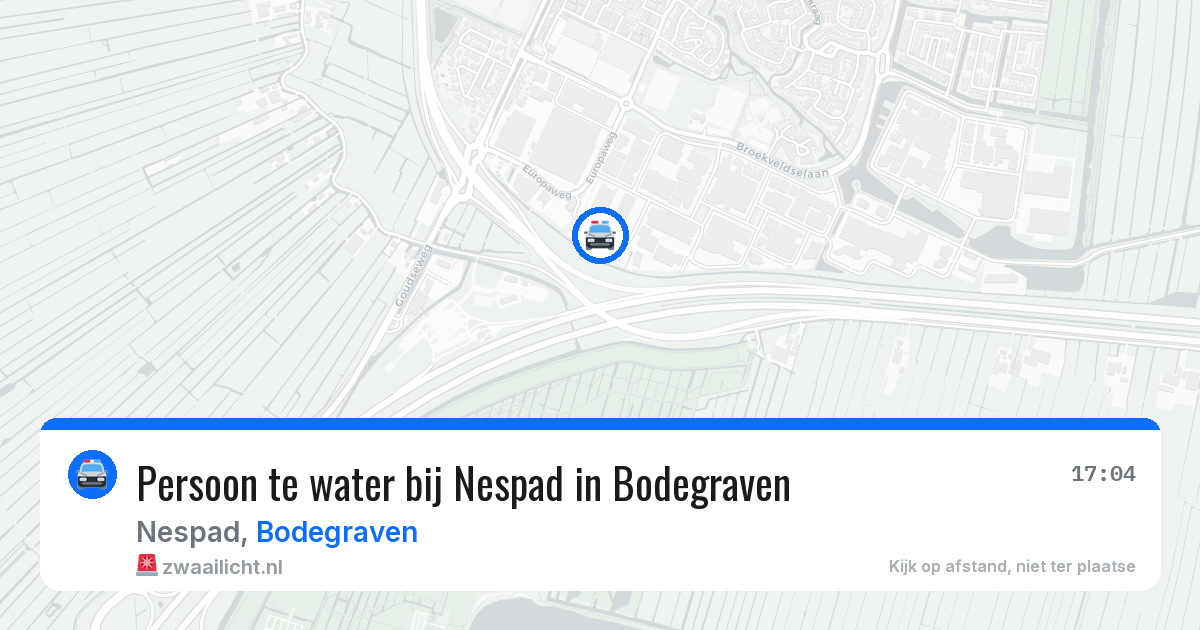 Persoon te water bij Nespad in Bodegraven — 2 aug 2026