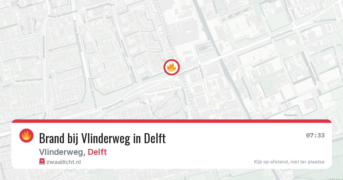 Brand bij Vlinderweg in Delft — 16 jul 2026