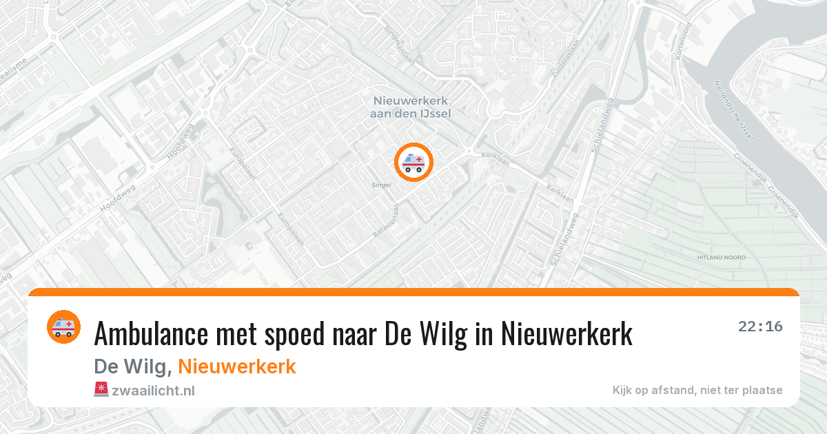 Ambulance met spoed naar De Wilg in Nieuwerkerk — 16 mei 2026