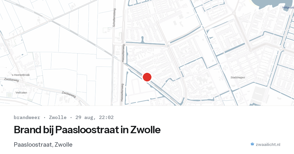 Brand bij Paasloostraat in Zwolle — 29 aug 2026