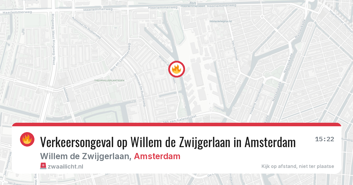 Verkeersongeval op Willem de Zwijgerlaan in Amsterdam — 13 aug 2026