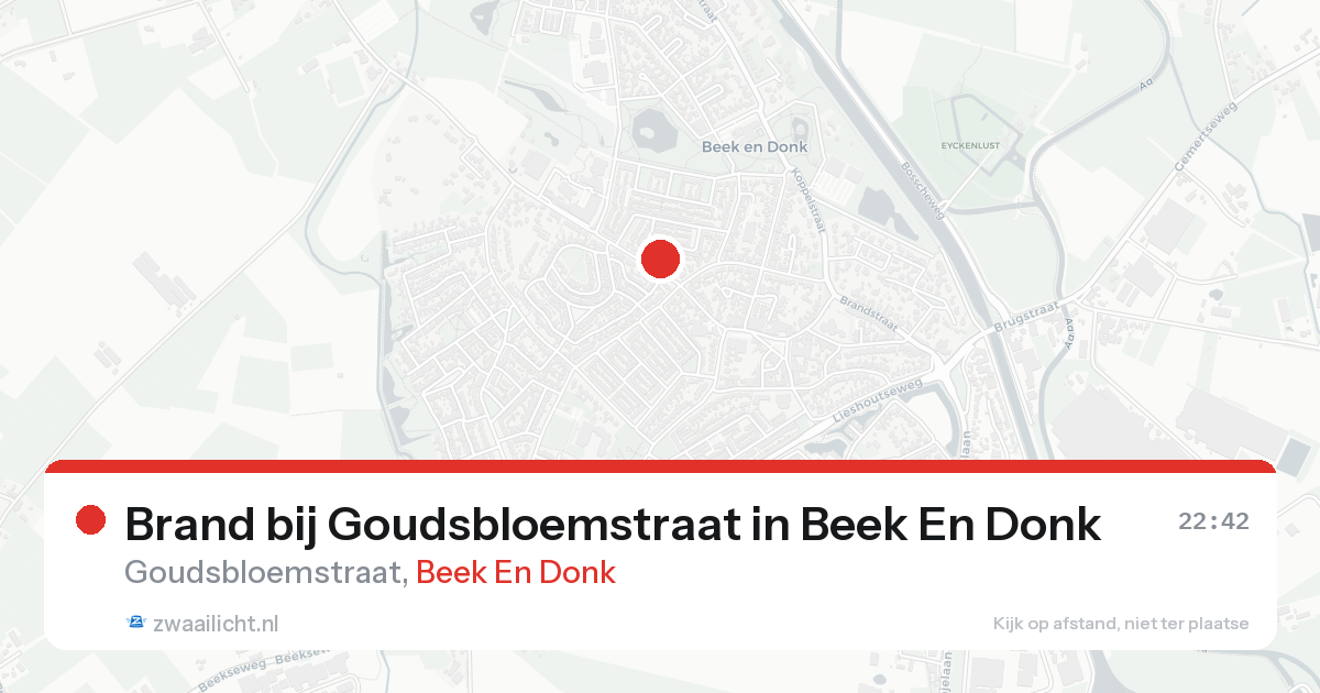 Brand bij Goudsbloemstraat in Beek En Donk — 17 aug 2026