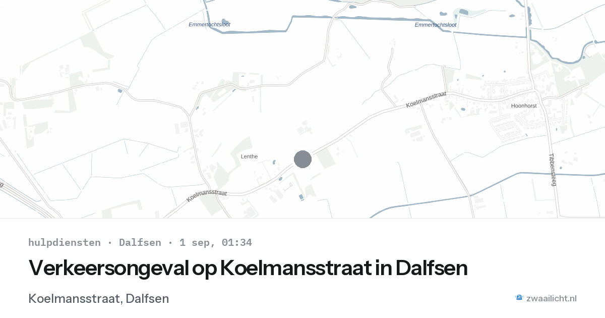 Verkeersongeval op Koelmansstraat in Dalfsen — 31 aug 2026