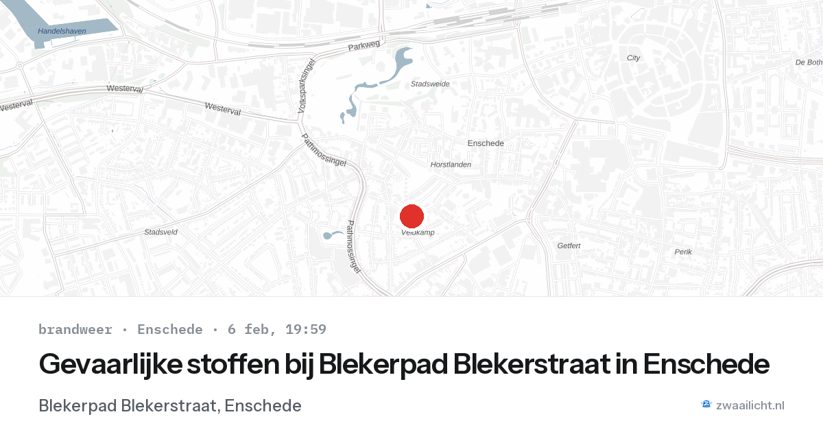 Gevaarlijke stoffen bij Blekerpad Blekerstraat in Enschede — 6 feb 2026