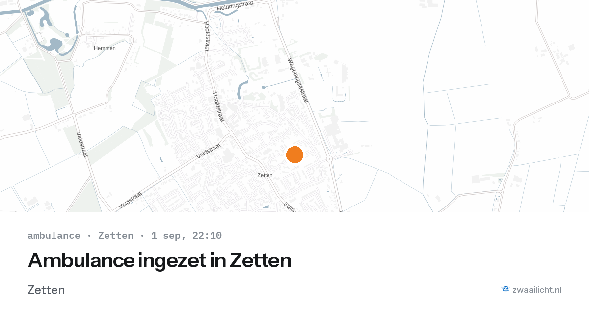 Ambulance ingezet in Zetten — 1 sep 2026