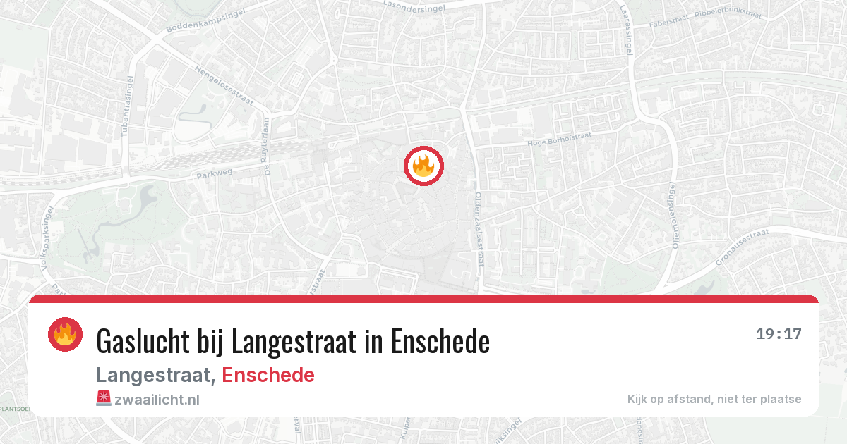 Gaslucht bij Langestraat in Enschede — 16 mrt 2026