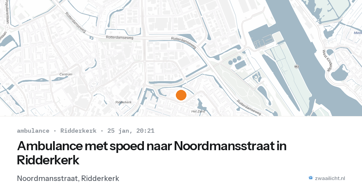 Ambulance met spoed naar Noordmansstraat in Ridderkerk — 25 jan 2026