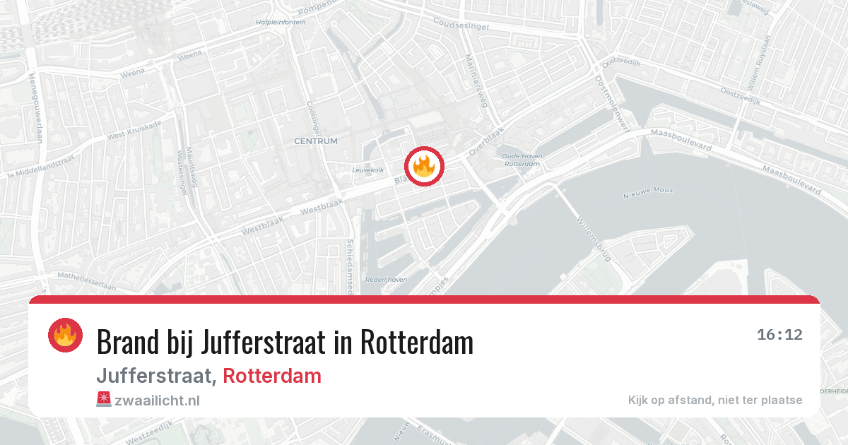 Brand bij Jufferstraat in Rotterdam — 16 mrt 2026