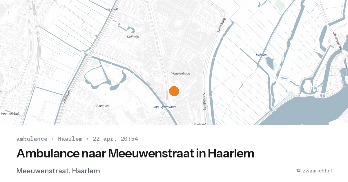Ambulance naar Meeuwenstraat in Haarlem — 22 apr 2026