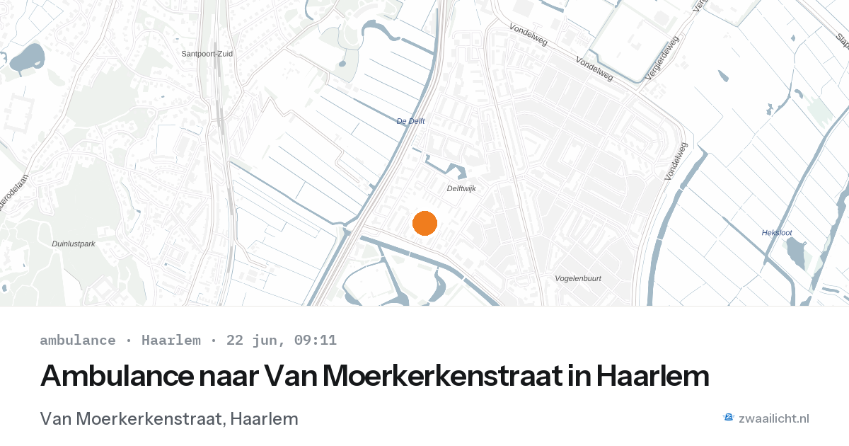 Ambulance naar Van Moerkerkenstraat in Haarlem — 22 jun 2026