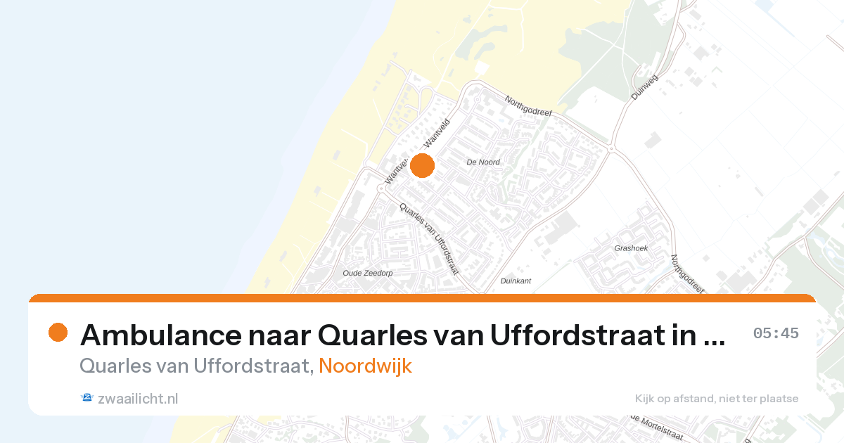 Ambulance naar Quarles van Uffordstraat in Noordwijk — 27 aug 2026
