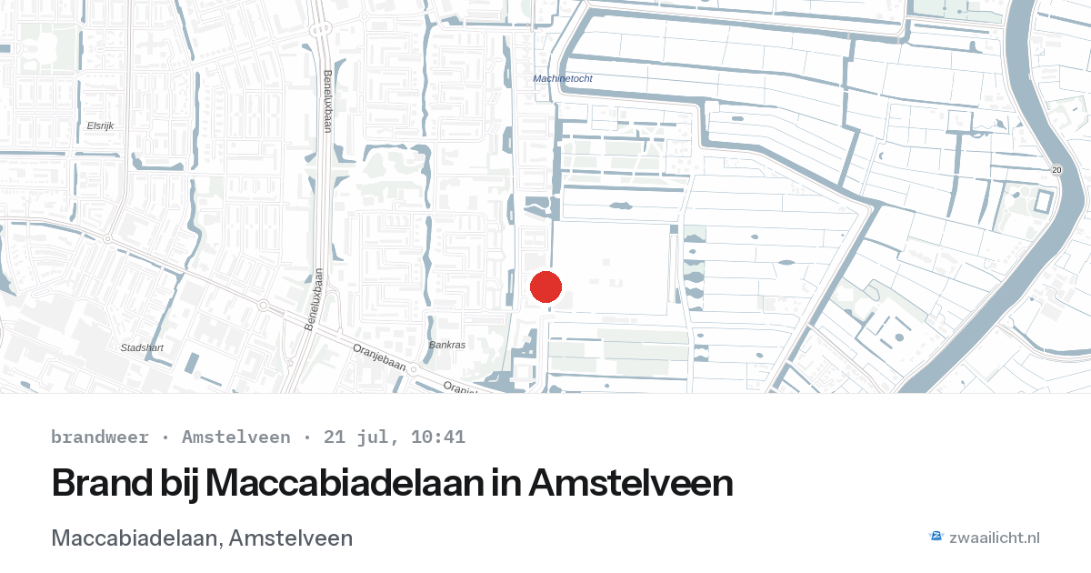 Brand bij Maccabiadelaan in Amstelveen — 21 jul 2026