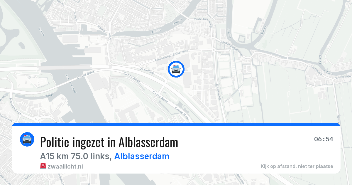 Politie ingezet in Alblasserdam — 14 aug 2026 | 🚨 Zwaailicht.nl