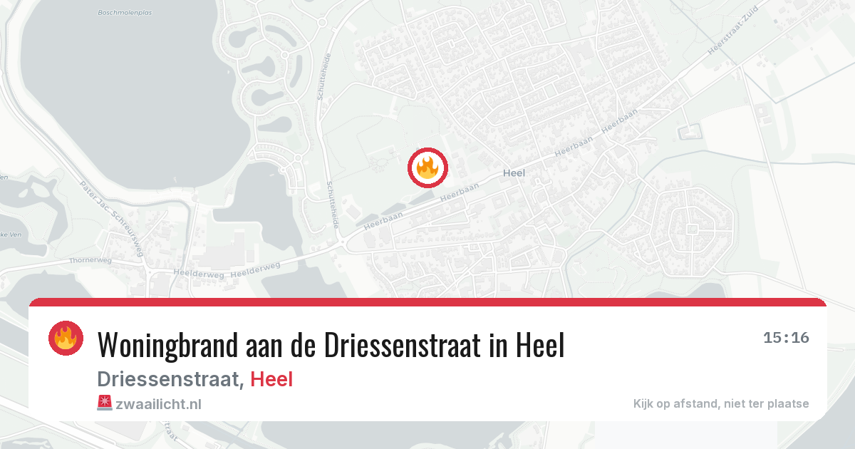 Woningbrand aan de Driessenstraat in Heel — 19 jun 2026